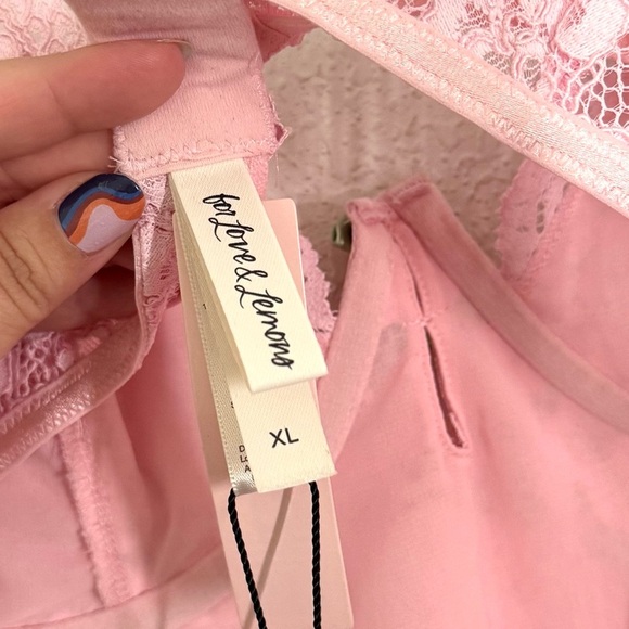 For Love and Lemons Creamsicle Lace Cutout Back Mini Slip Dress Pale Pink XL NEW - Picture 7 of 7